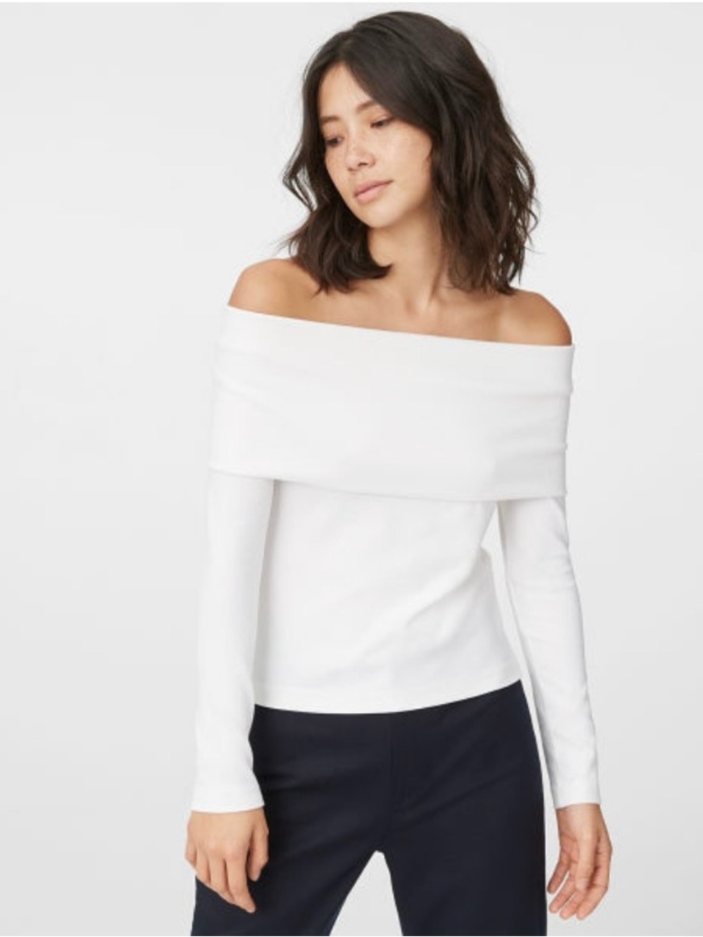 Club Monaco Tabbie Off Shoulder Foldover Top White S